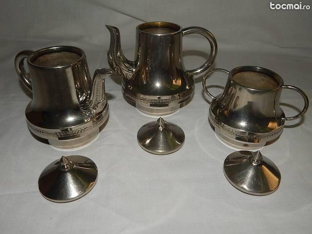 Set ceai cafea vintage cupru nichelat