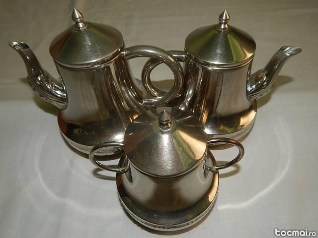 Set ceai cafea vintage cupru nichelat