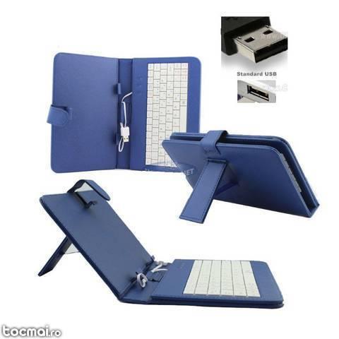 Husa tableta tastatura mufa USB 8 inch Albastru - COD 71