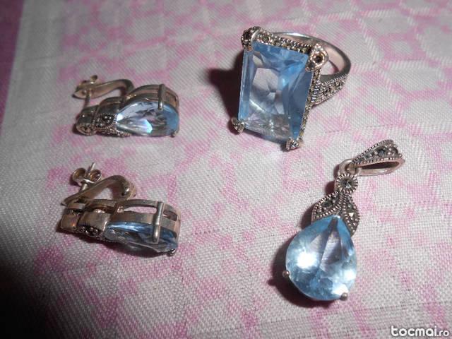 Set bijuterii ocazie deosebit argint cristale bleu