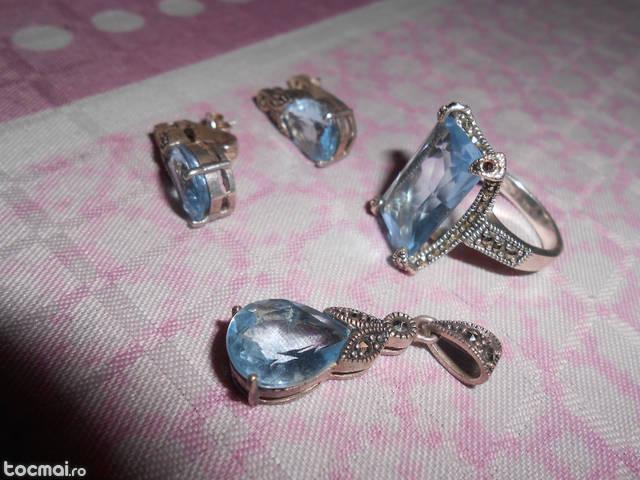 Set bijuterii ocazie deosebit argint cristale bleu