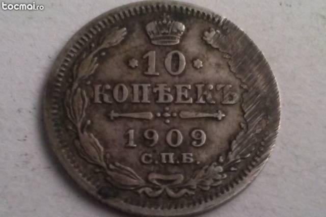 Moneda 10 kopeici 1909- Rusia(Ag)