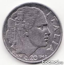 moneda 20 Centesimi 1943 XXI Italia