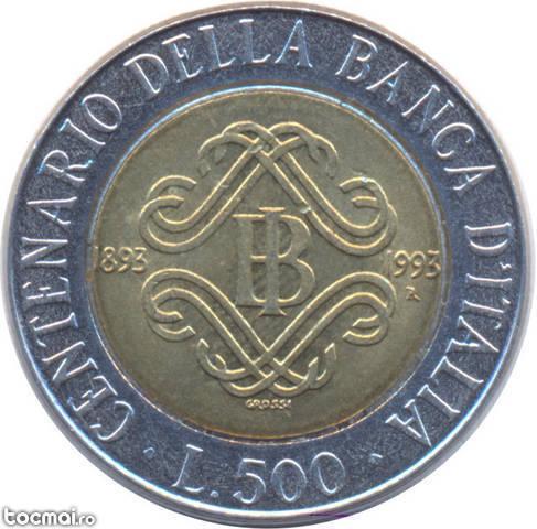 moneda 500 Lire 1993 Republica Italiana, moneda comemorativa