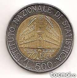 moneda 500 Lire 1996 Republica Italia, comemorativa