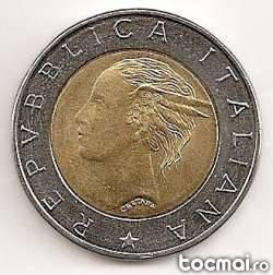 moneda 500 Lire 1996 Republica Italia, comemorativa
