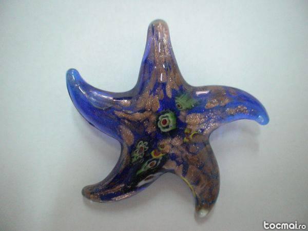 Pandantiv (colier) steluta, albastru, murano, model 341