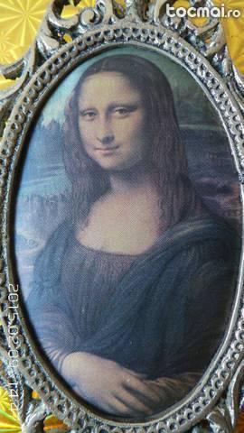 stampa de matase Mona Lisa in rama de bronz 13/ 20cm
