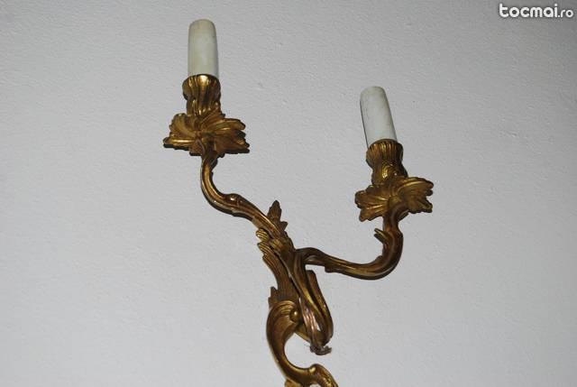 Set de 2 aplice cu 2 lumini din bronz masiv Rococo