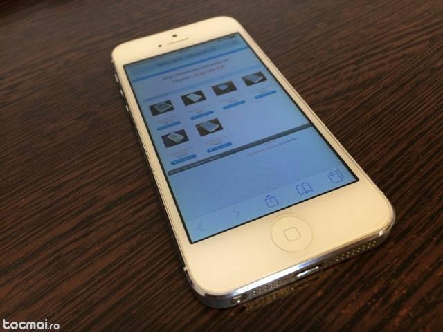 iPhone 5 Alb/ White - Memorie 16 Gb - Neverlocked - 9. 8/ 10