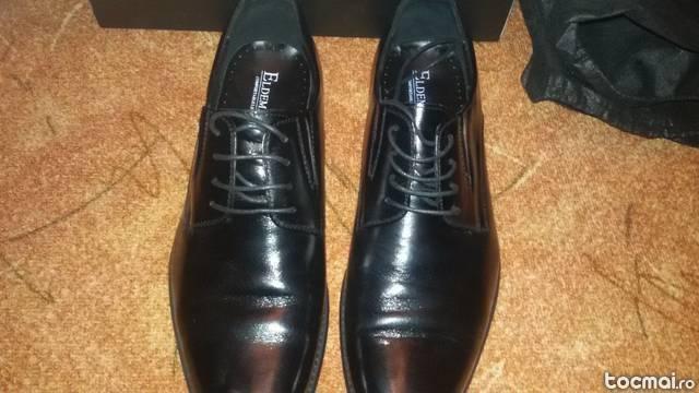 pantofi eleganti barbati Eldemas black din piele naturala