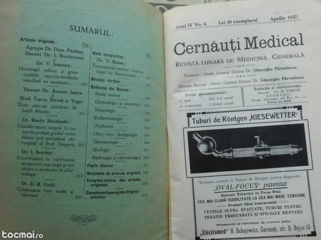 Revista Cernauti Medical , 30 numere , 1934 - 1939