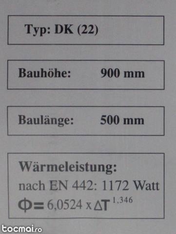 Calorifer nou otel, germania 900 x 500 mm, 1172 watt