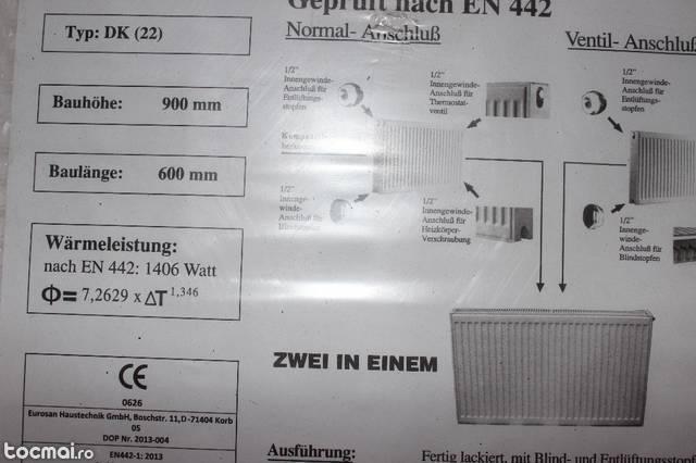 Calorifer NOU OTEL Germania 900 x 600 mm, 1406 watt