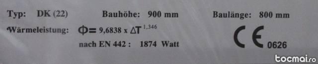 Calorifer nou otel germania, 900 x 800mm, 1874 watt