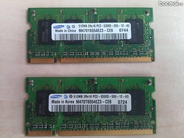 Kit memorii RAM Laptop 2x 512 MB/ PC2/ 555 MHz