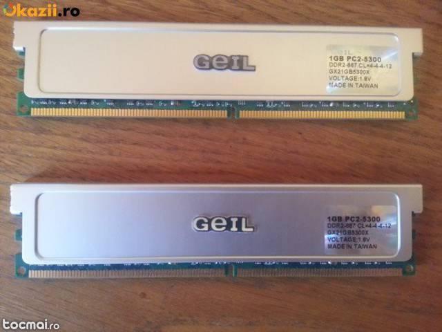 Memorie ram Geil 2x1 GB PC2- 5300, DDR2- 667, CL=4- 4- 4- 12