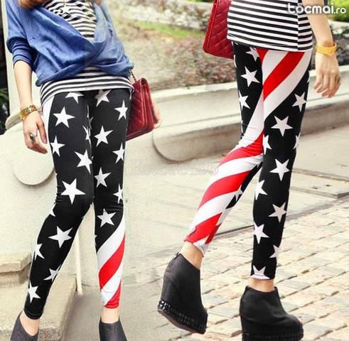 Pantaloni elastici, colanti steagul USA #080