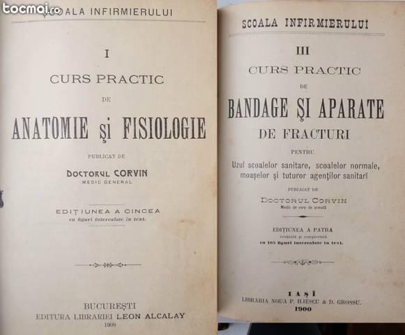 3 carti de medicina din anii 1908 , 1900 si 1894