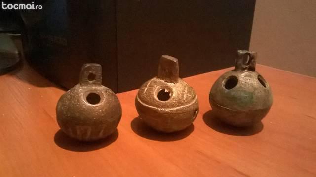 Lot 3 zurgalai/ clopote vechi din bronz