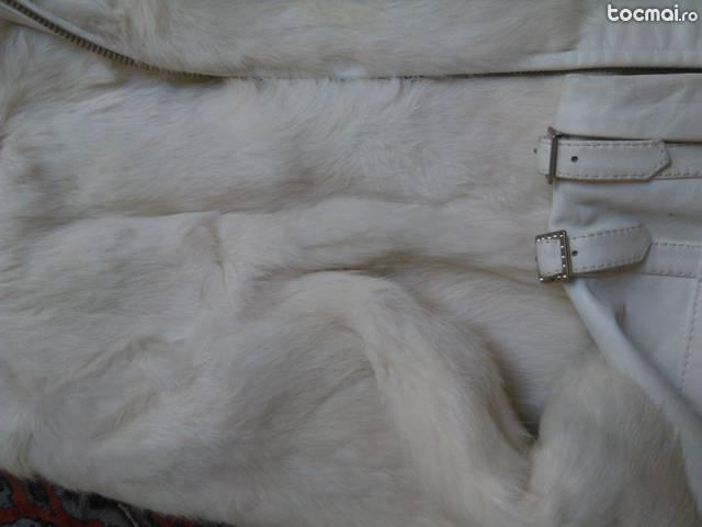haina scurta din blana iepure si piele naturala