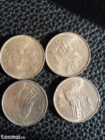 Lot 4 monezi de argint masiv ! 500 lire italiene !