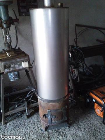 boiler inox 120 l cu focar pentru lemne