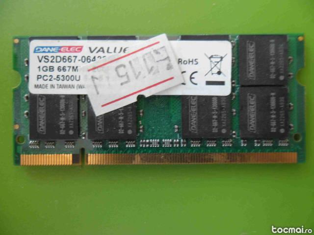 Memorie laptop SODIMM DDR2 Dane- Elec 1GB PC2- 5300 667MHz