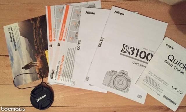 Nikon d3100, obiectiv af- s dx 18- 55mm
