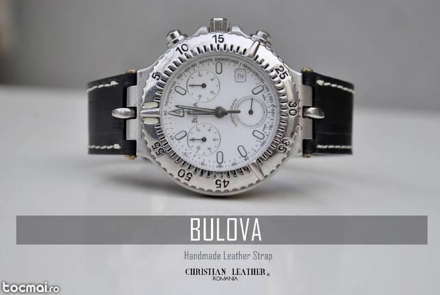 Bulova- curea de ceas din piele, lucrata pe comanda