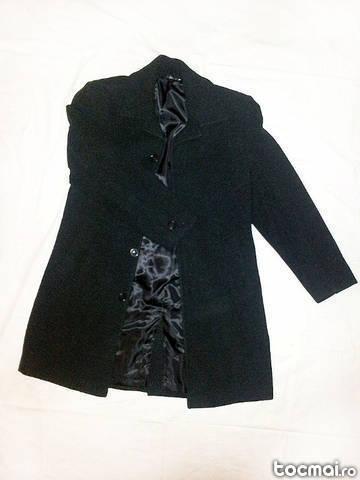 Palton de lana negru pentru barbati + Pelerina de ploaie