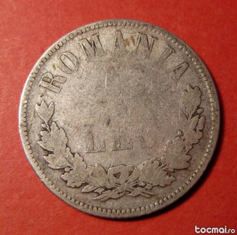 1 Leu 1873 argint Romania Principat - Carol I (1867- 1881)