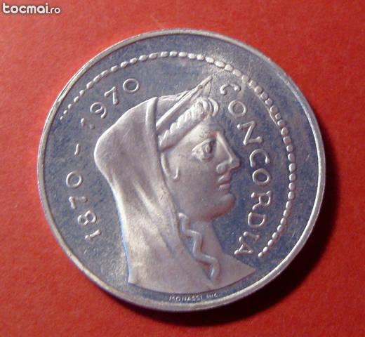 1000 Lire 1970 proof argint Italia centenarul Capitalei Roma
