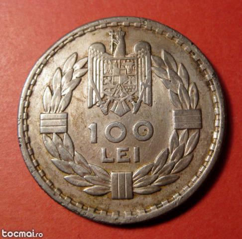 100Lei 1932 Heaton argint Romania Rege Carol II
