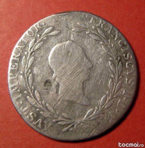 20 Kreuzer 1826 E Romania Alba Iulia argint Francisc I