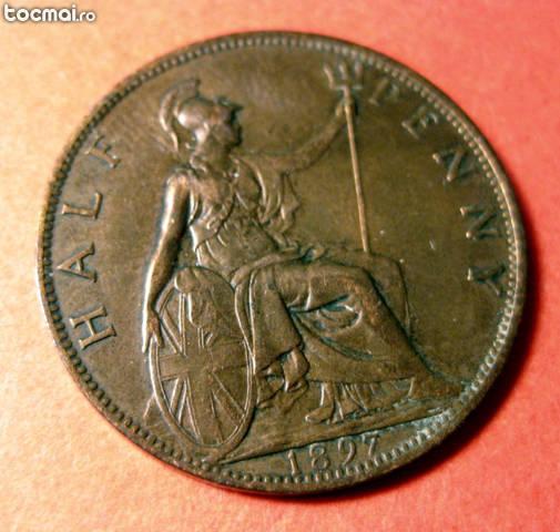 Half penny 1897 bronz Anglia Marea Britanie Regina Victoria