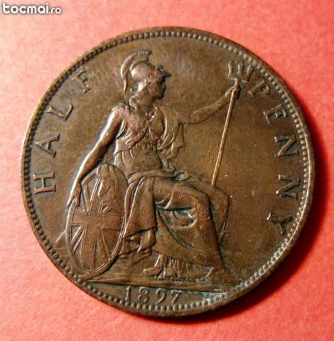 Half penny 1897 bronz Anglia Marea Britanie Regina Victoria