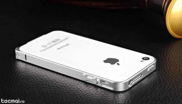 Bumper iphone 4/ 4s ultra slim din aluminiu argintiu