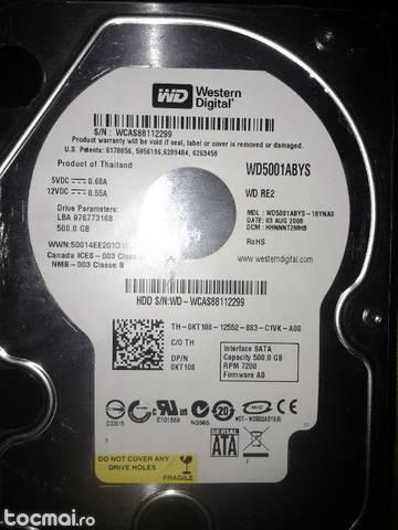 Hdd western digital 500gb 7200 rpm 16mb cache sata 3. 0gb/ s