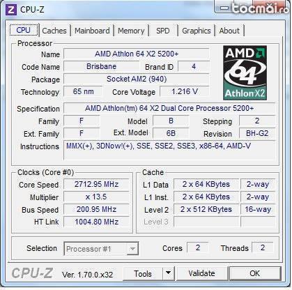 Placa de baza cu procesor AMD X2 Dual core 5200+ / 2. 70 GHz