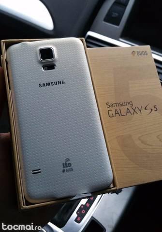 Samsung s5 G900FD dualsim 4g lte, white/ alb, nou