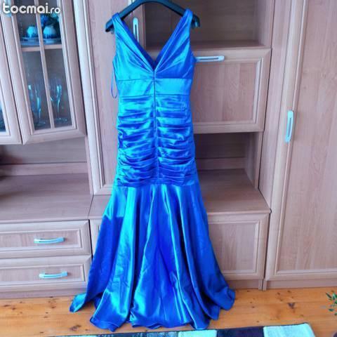 Rochie albastra si eleganta din saten marime 38