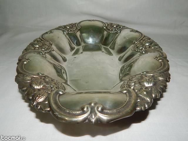 Centru de masa metal argintat Art Nouveau