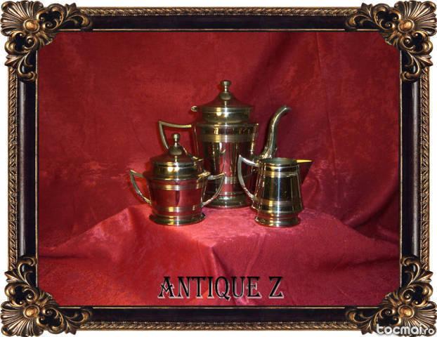 Set ceai cafea stil Victorian, vintage, placat cu argint