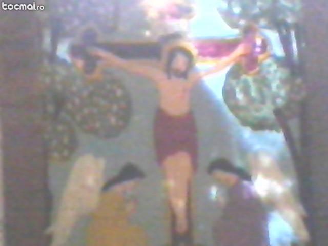 Pictura pe sticla cu racsticnirea Domnului Isus Hriatos.