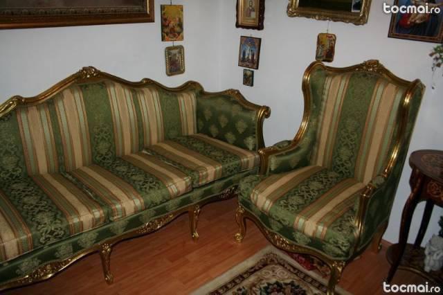 Set canapea cu 2 fotolii stil Ludovic XV