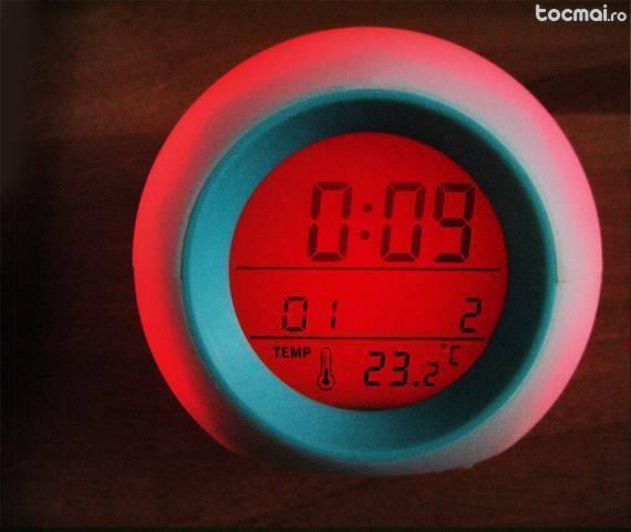 Ceas digital multicolor temperatura alarma cronometru timer