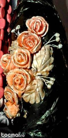 Sticle decorative cu trandafiri roz