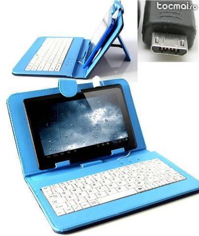 Husa tableta 7 inch albastru tastatura micro usb - cod 64