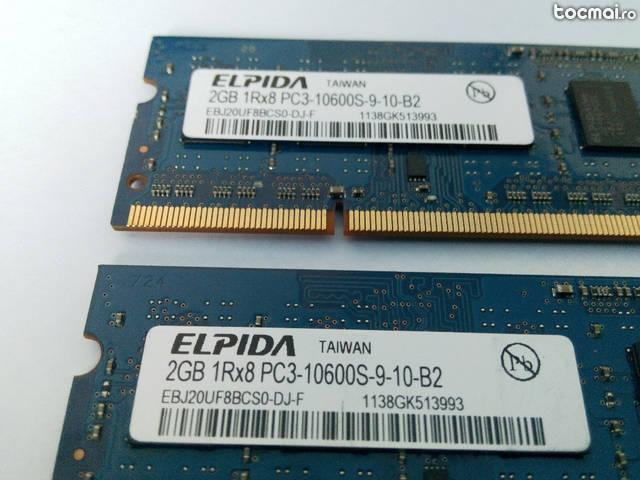 Kit 4GB DDR3 Laptop, 2x2GB Brand: Elpida, 1333Mhz